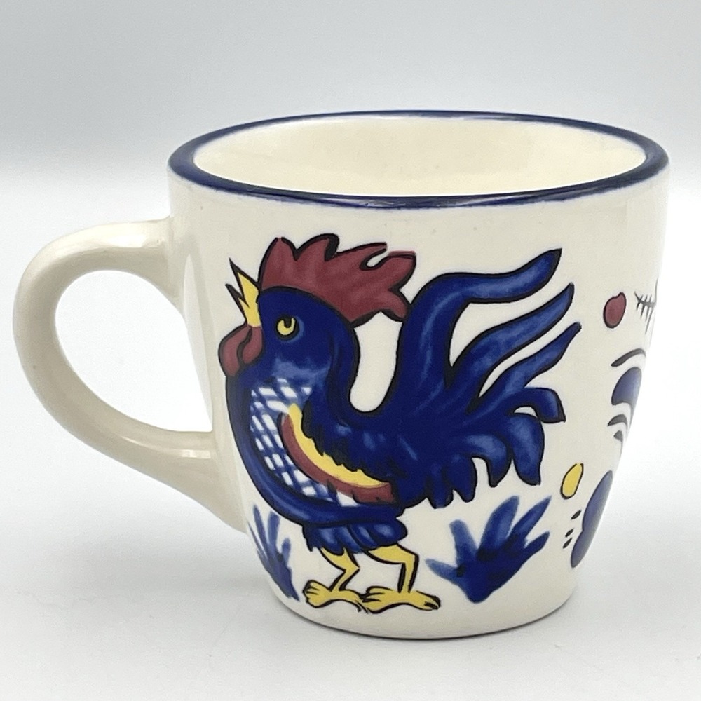 Vintage 1980s Buffalo China Blue Rooster Olive Garden Demitasse Espresso Cup